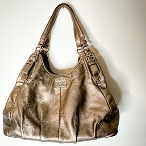 Coach Madison Metallic Silver Leather Shoulder Bag | LIKE NEW